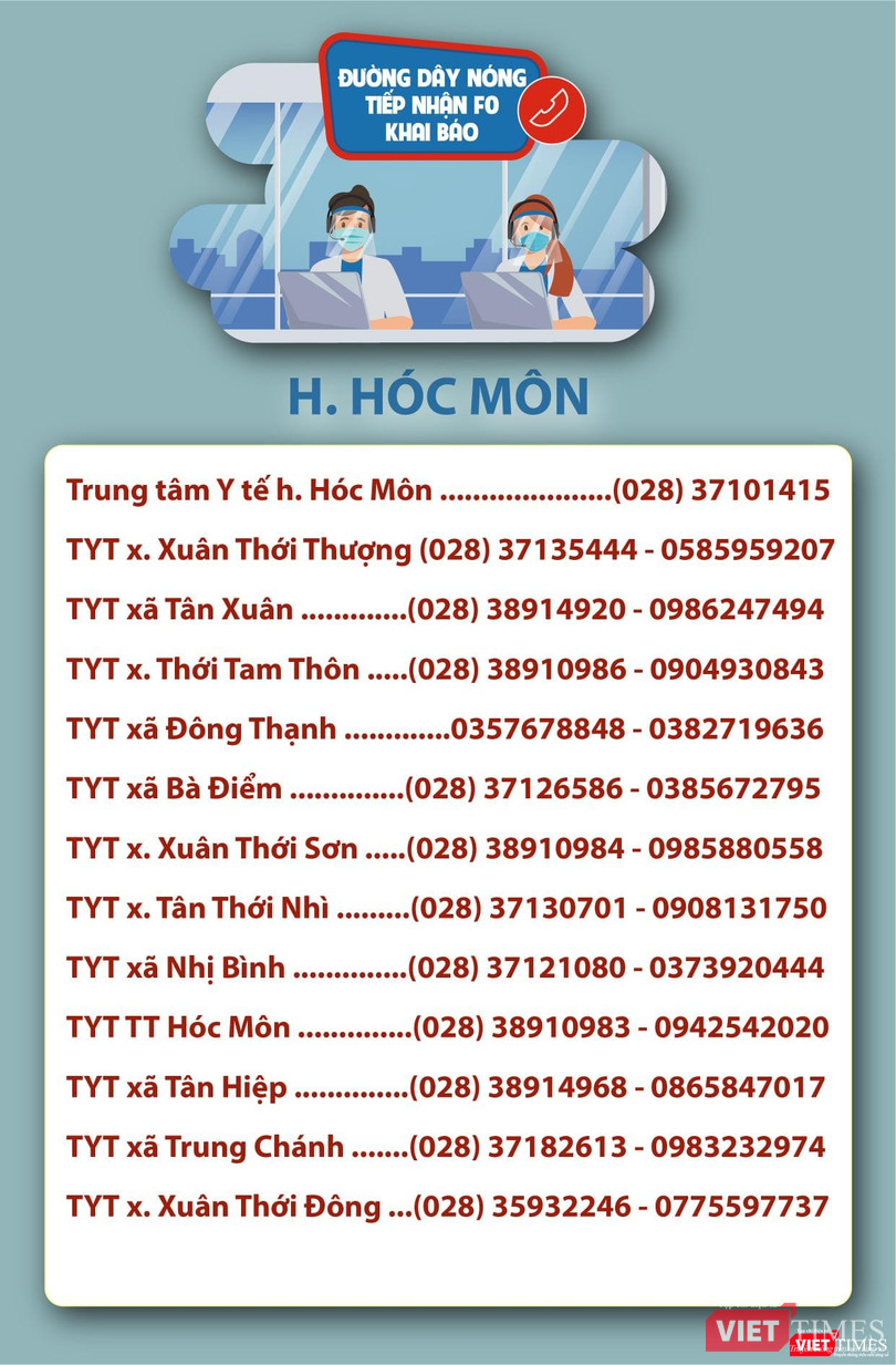 Danh sách đường dây nóng Huyện Hóc Môn