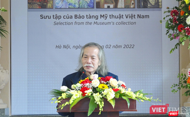 Họa sĩ Lương Xuân Đoàn - Chủ tịch Hội Mỹ thuật Việt Nam - phát biểu tại buổi lễ