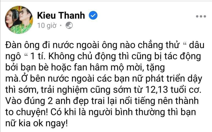 Nguyên văn status đã post và lập tức "gây bão" trên trang của Kiều Thanh Nguyên văn status đã post và lập tức "gây bão" trên trang của Kiều Thanh