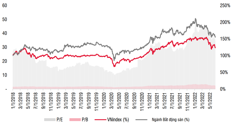 Diễn biến của cổ phiếu bất động sản so với chỉ số VN-Index (Nguồn: SSI)