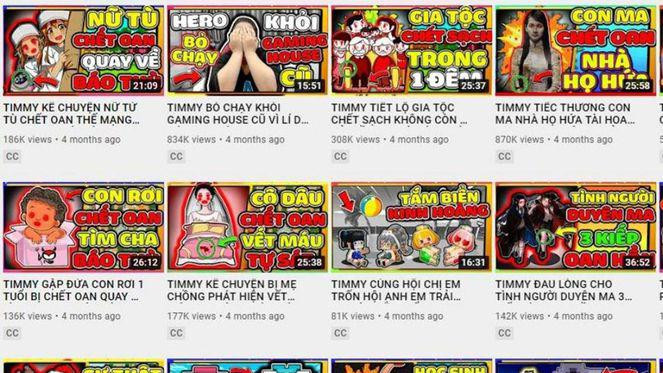 Trên kênh TIMMY TV phát tán nhiều nội dung độc hại, không phù hợp với trẻ em - Ảnh chụp màn hình. 