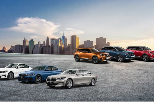 Các mẫu BMW và Peugeot do Thaco Auto phân phối tại Việt Nam.