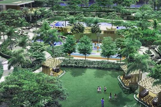 Diện tích mảng xanh lớn tại khuôn viên dự án Palm City quận 2