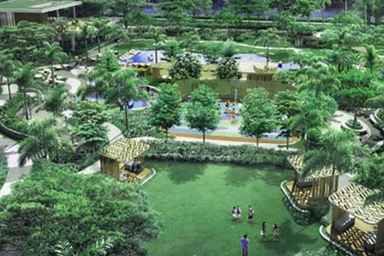 Diện tích mảng xanh lớn tại khuôn viên dự án Palm City quận 2