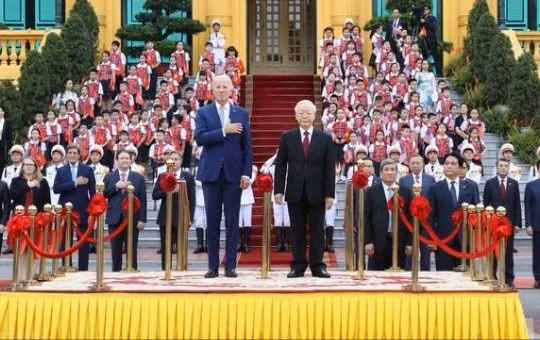 Tổng Bí thư Nguyễn Phú Trọng chủ trì Lễ đón Tổng thống Joe Biden
