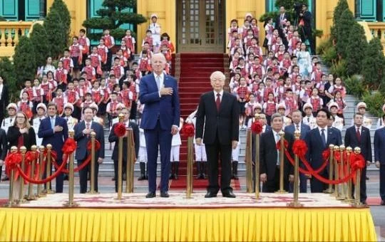 Tổng Bí thư Nguyễn Phú Trọng chủ trì Lễ đón Tổng thống Joe Biden