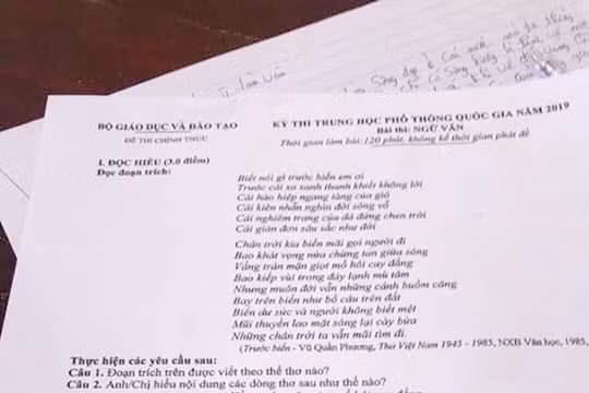 Đề thi Ngữ Văn bị thí sinh chụp lại và phát tán ra ngoài