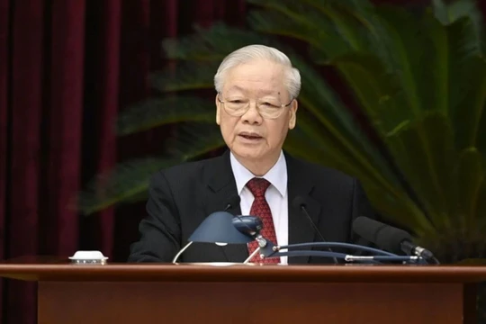 Tổng Bí thư Nguyễn Phú Trọng phát biểu khai mạc Hội nghị. (Ảnh: Đăng Khoa, Báo Nhân dân)