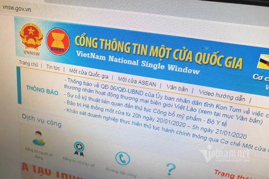 Cổng thông tin một cửa quốc gia tại địa chỉ vnsw.gov.vn. Ảnh: Trọng Đạt
