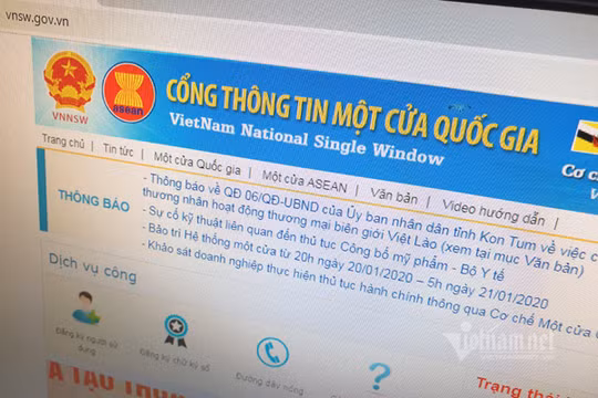 Cổng thông tin một cửa quốc gia tại địa chỉ vnsw.gov.vn. Ảnh: Trọng Đạt