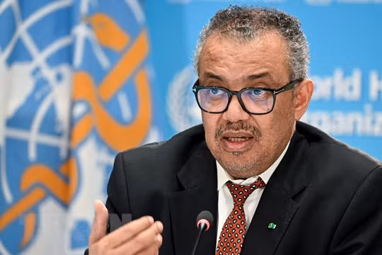 Tổng Giám đốc Tổ chức Y tế Thế giới (WHO), ông Tedros Adhanom Ghebreyesus phát biểu tại Geneva, Thụy Sĩ. (Ảnh: AFP/TTXVN)