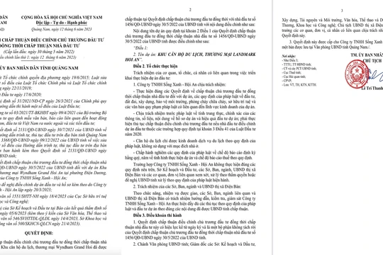  Quảng Nam: Dự án Wyndham Grand Hoi An không được sử dụng với mục đích nhà ở