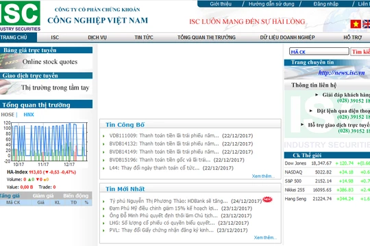 Ảnh chụp website của ISC