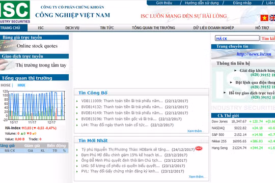 Ảnh chụp website của ISC