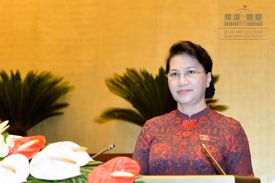 Chủ tịch Quốc hội Nguyễn Thị Kim Ngân phát biểu khai mạc Kỳ họp thứ 3, Quốc hội khóa XIV - Ảnh Cổng TTĐT Quốc hội