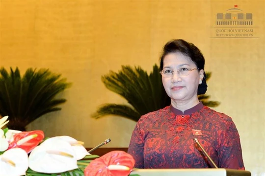 Chủ tịch Quốc hội Nguyễn Thị Kim Ngân phát biểu khai mạc Kỳ họp thứ 3, Quốc hội khóa XIV - Ảnh Cổng TTĐT Quốc hội