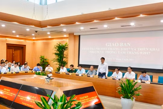 Chủ tịch UBND TP. Hà Nội Nguyễn Đức Chung đã chủ trì hội nghị giao ban - Ảnh: VGP