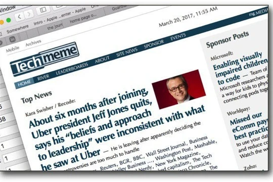 Giao diện của trang web công nghệ nổi tiếng Techmeme. Ảnh: BuzzFeed