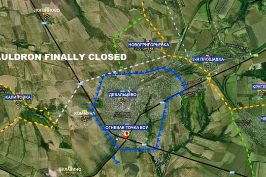 Bản đồ "nồi hầm" Debaltsevo 1 năm trước đây