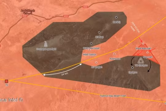 Bản đồ tình hình chiến sự sa mạc tỉnh Homs - Deir Ezzor. Ảnh minh họa South Front