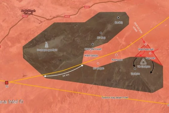 Bản đồ tình hình chiến sự sa mạc tỉnh Homs - Deir Ezzor. Ảnh minh họa South Front