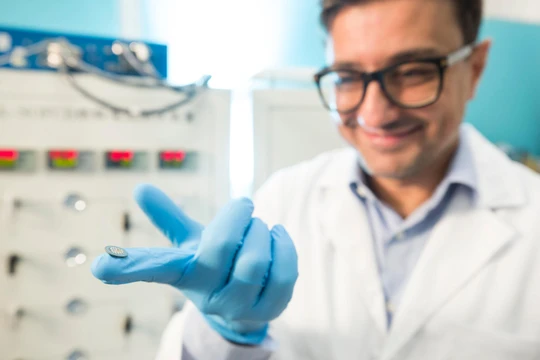 GS Ciucci giới thiệu tế bào pin nhiên liệu gốm proton làm từ D-BFZ. Ảnh Đại học Khoa học và Công nghệ Hồng Kông