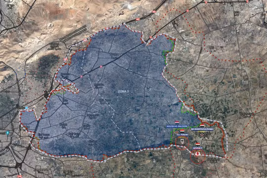 Các mũi tiến công của quân đội Syria vào khu vực Đông Ghouta, ảnh Muraselon
