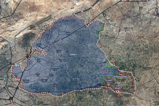 Các mũi tiến công của quân đội Syria vào khu vực Đông Ghouta, ảnh Muraselon