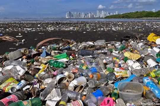 Ô nhiễm rác thải nhựa ven biển. Ảnh DW