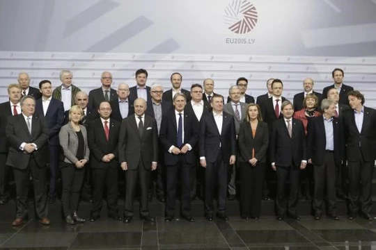 Ngoại trưởng các nước châu Âu tại cuộc họp không chính thức ở Riga (thủ đô Latvia) ngày 6/3/2015.