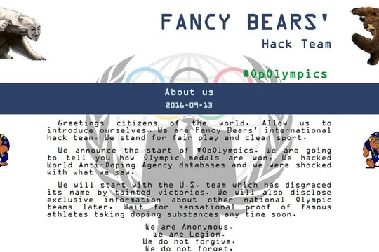 Biểu tượng trang web của nhóm hacker Fancy Bear. Ảnh BBC
