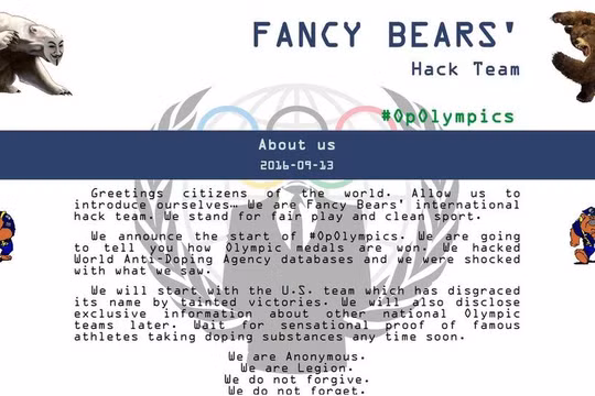 Biểu tượng trang web của nhóm hacker Fancy Bear. Ảnh BBC