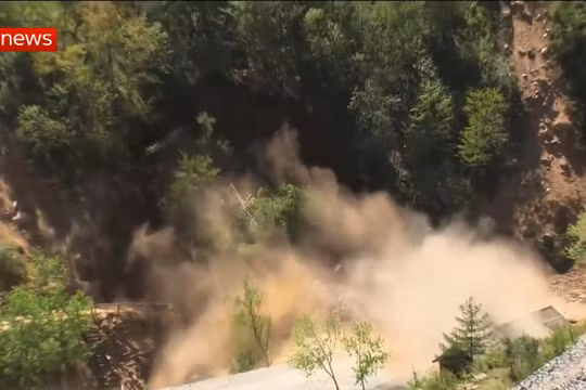 Bình nhưỡng phá hủy bãi thử hạt nhân Punggye-ri.Ảnh SkyNews