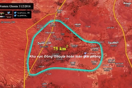 Sơ đồ cuối cùng của vùng chiến sự Tây Ghouta nổi tiếng ngoại ô Damascus