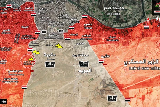 Bản đồ chiến sự chiến trường Deir Ezzor tính đến ngày 21,.02.2017
