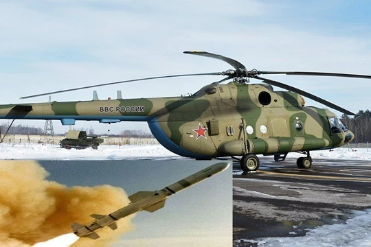 Máy bay trực thăng Mi-8 mang hệ thống tác chiến điện tử Rychag - AV . ảnh minh họa trang DEBKA file