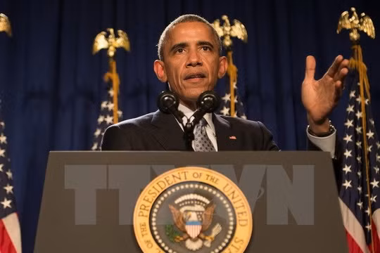 Tổng thống Mỹ Barack Obama phát biểu trước các nghị sỹ đảng Dân chủ tại thành phố Philadelphia ngày 30/1. (Nguồn: AFP/TTXVN)