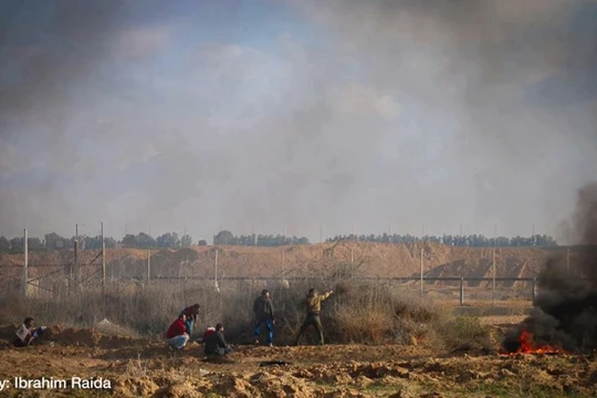 Cuộc biểu tình bị đàn áp của người dân Palestine trên dải Gaza - ảnh minh họa Masdar News