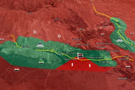 Bản đồ trận tiến công cuối cùng vào thung lũng Beit Jinn - ảnh South Front