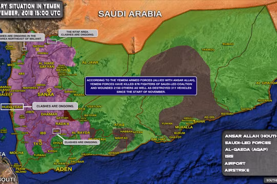 Tình hình chiến sự Yemen tính đến ngày 13.11.2018 theo South Front
