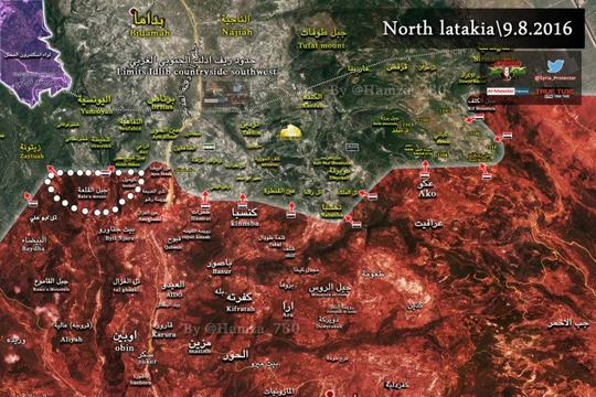 Bản đồ chiến sự vùng Latakia.
