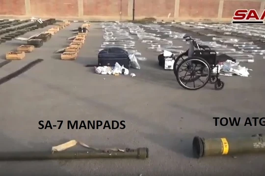 Kho vũ khí bí mật bị phát hiện tại phía nam Syria. Ảnh: SANA.