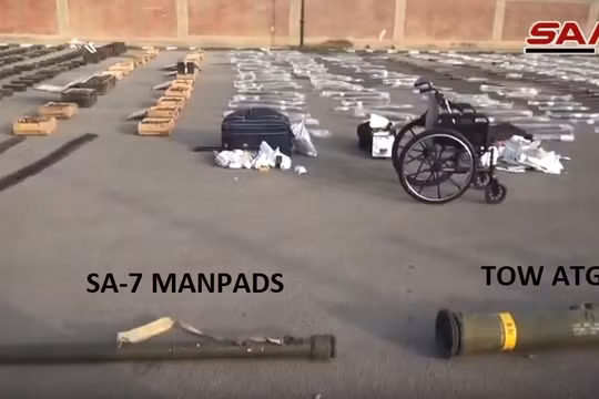 Kho vũ khí bí mật bị phát hiện tại phía nam Syria. Ảnh: SANA.