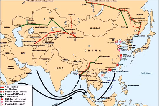 Hành lang vận tải thương mại của Trung Quốc trên biển và trên bộ