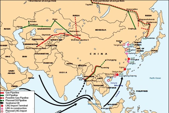 Hành lang vận tải thương mại của Trung Quốc trên biển và trên bộ