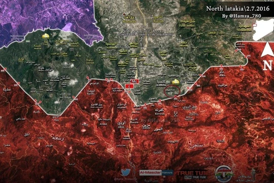 Bản đồ chiến sự Kinsiba, tỉnh Latakia