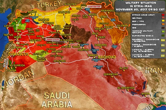 Tổng quan tình hình chiến sự Syria - Iraq tính đến ngày 20.11.2017 theo South Front