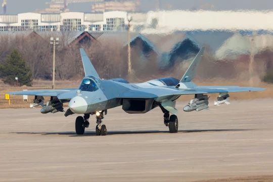 Máy bay (số hiệu "051") T-50-1 gắn mô hình tên lửa X-31 và RVV-MD. Zhukovsky. 08.04.2016 (с) Alexey