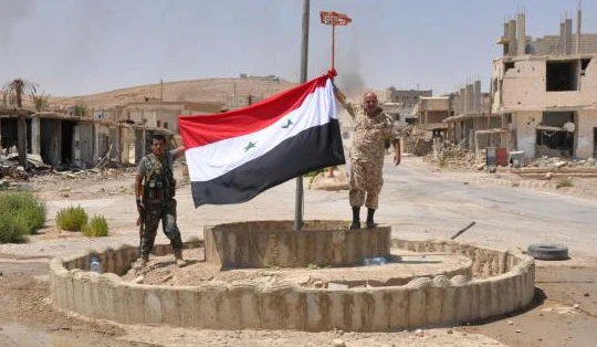 Binh sĩ Syria trong khu vực Trạm T-3 sau cuộc tấn công - ảnh Arab News