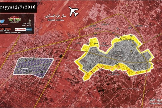 Bản đồ chiến sự thành phố vệ tinh Darayya
